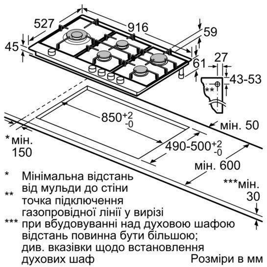 Варочная поверхность газовая Bosch PRS9A6D70